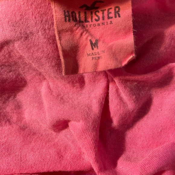 Hollister Hot Neon Pink Short Sleeve T-Shirt 19 Wide Neck Off-Shoulder Tee M - Picture 3 of 4